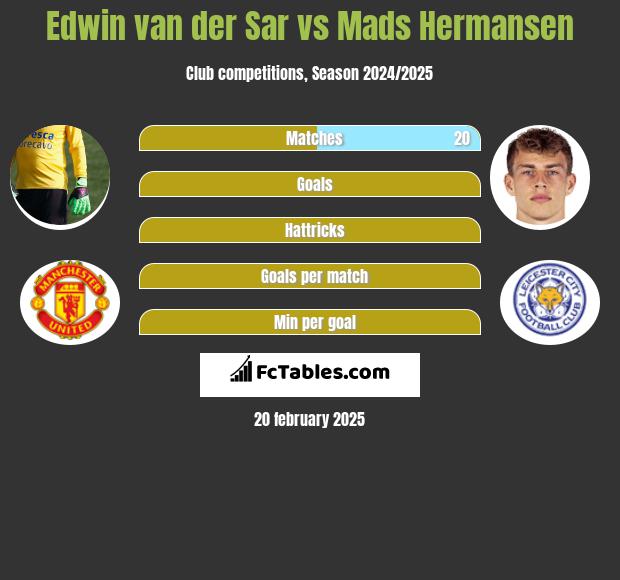 Edwin van der Sar vs Mads Hermansen h2h player stats