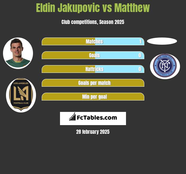 Eldin Jakupovic vs Matthew h2h player stats