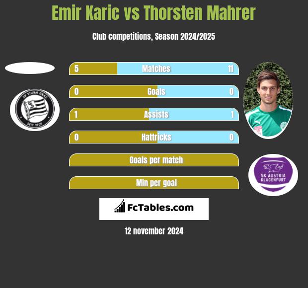 Emir Karic vs Thorsten Mahrer h2h player stats