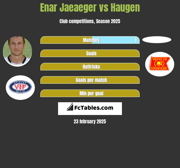 Enar Jaeaeger vs Haugen h2h player stats