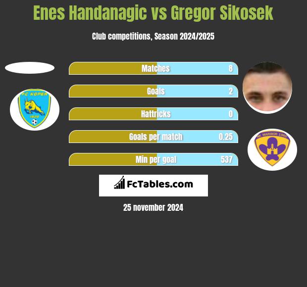 Enes Handanagic vs Gregor Sikosek h2h player stats