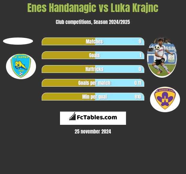 Enes Handanagic vs Luka Krajnc h2h player stats