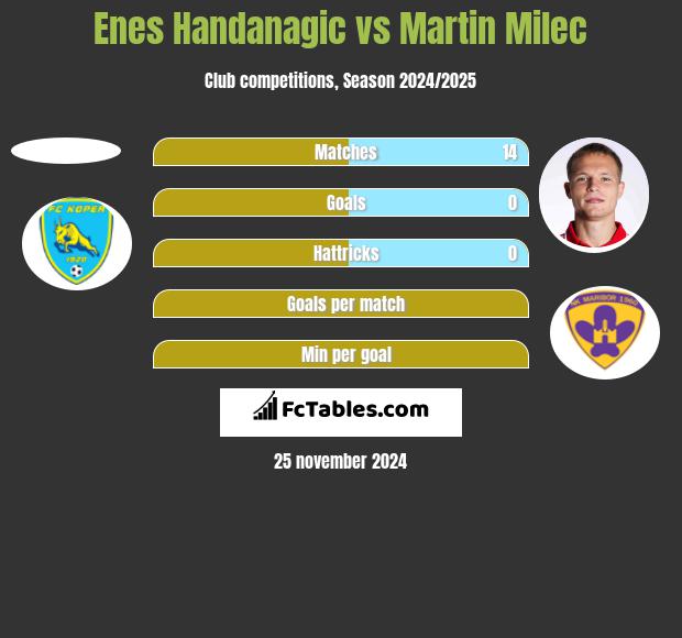 Enes Handanagic vs Martin Milec h2h player stats