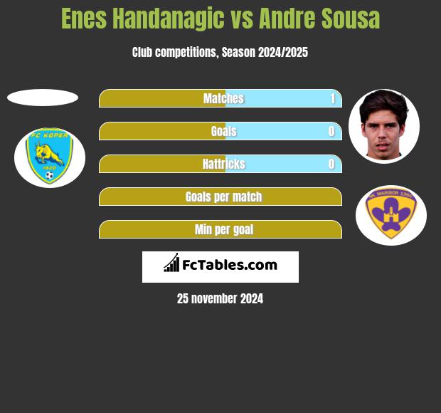 Enes Handanagic vs Andre Sousa h2h player stats