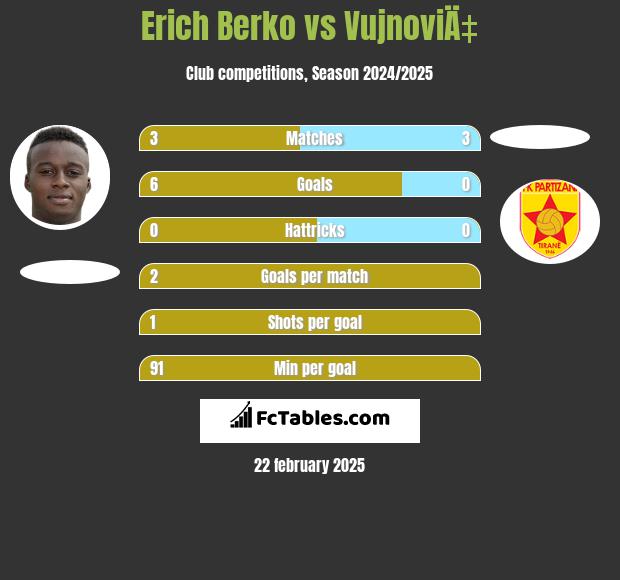 Erich Berko vs VujnoviÄ‡ h2h player stats