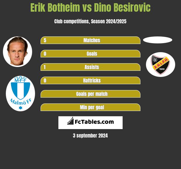 Erik Botheim vs Dino Besirovic h2h player stats