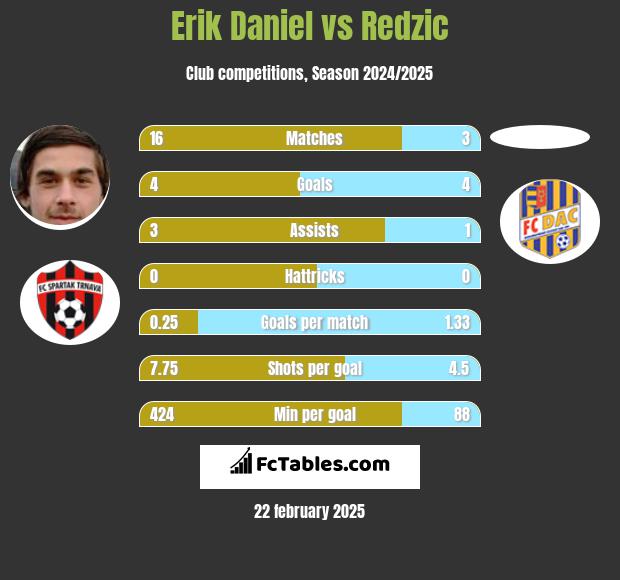 Erik Daniel vs Redzic h2h player stats