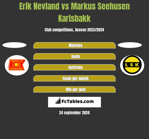 Erik Nevland vs Markus Seehusen Karlsbakk h2h player stats