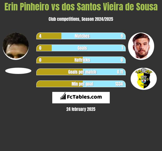 Erin Pinheiro vs dos Santos Vieira de Sousa h2h player stats