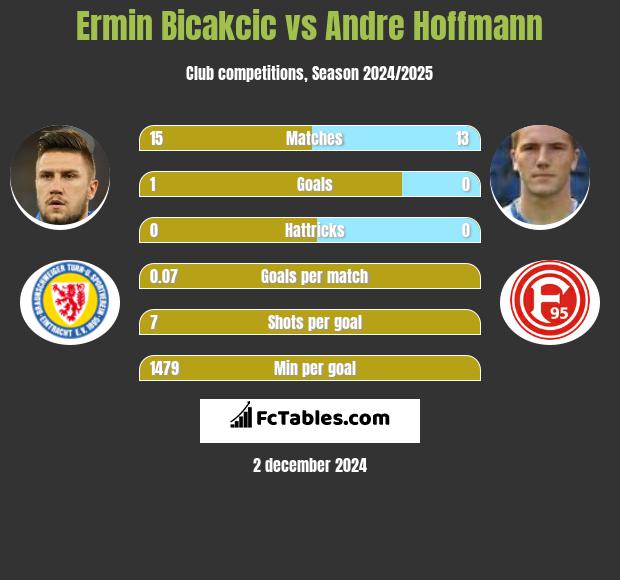 Ermin Bicakcić vs Andre Hoffmann h2h player stats