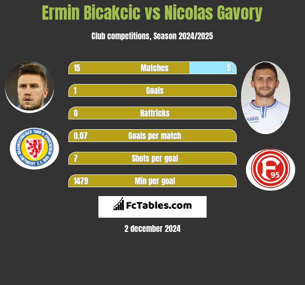 Ermin Bicakcić vs Nicolas Gavory h2h player stats