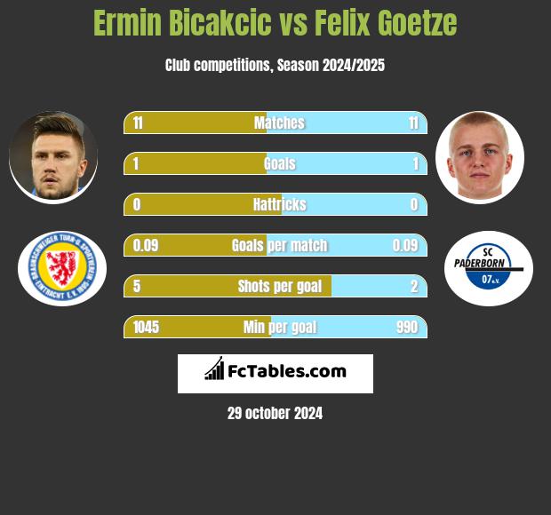 Ermin Bicakcić vs Felix Goetze h2h player stats