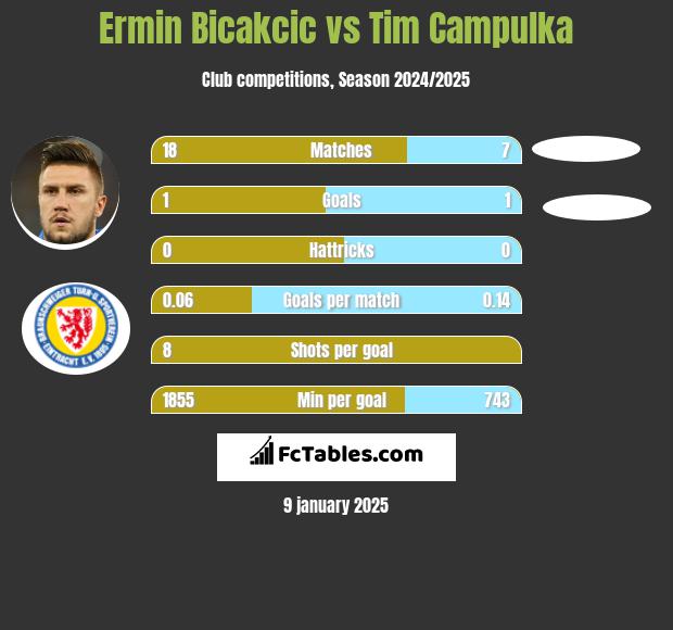 Ermin Bicakcić vs Tim Campulka h2h player stats