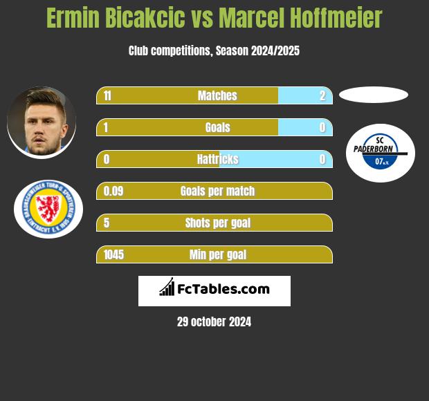 Ermin Bicakcic vs Marcel Hoffmeier h2h player stats