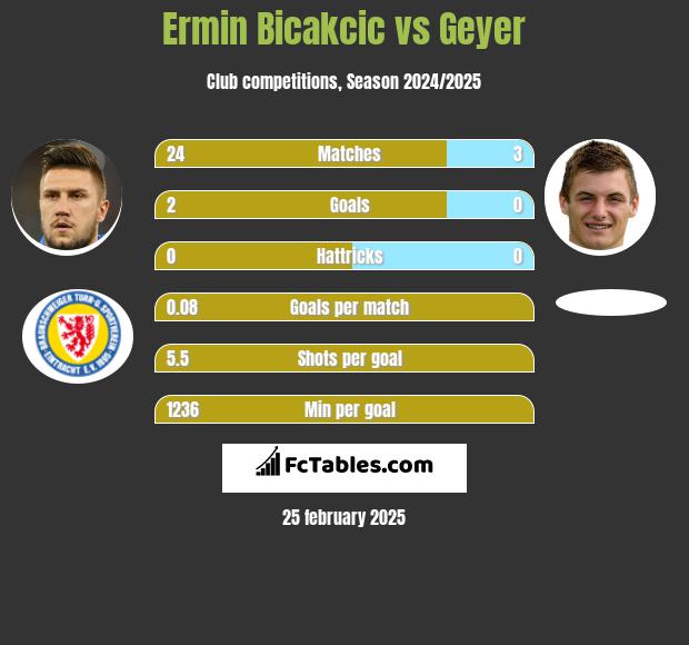 Ermin Bicakcić vs Geyer h2h player stats