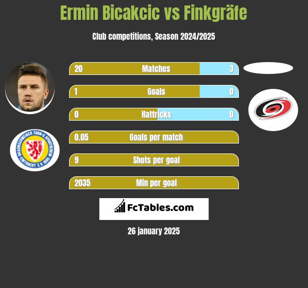 Ermin Bicakcic vs Finkgräfe h2h player stats