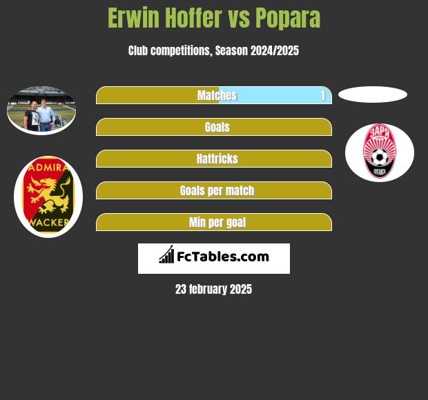 Erwin Hoffer vs Popara h2h player stats