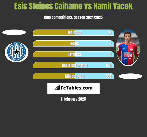 Esis Steines Caihame vs Kamil Vacek h2h player stats