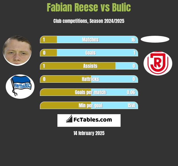 Fabian Reese vs Bulic h2h player stats