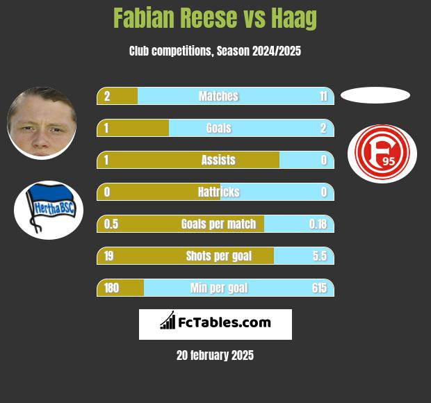 Fabian Reese vs Haag h2h player stats