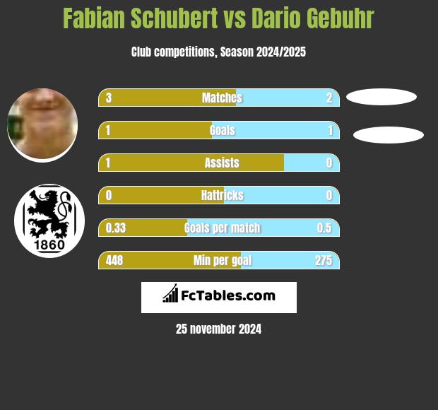 Fabian Schubert vs Dario Gebuhr h2h player stats