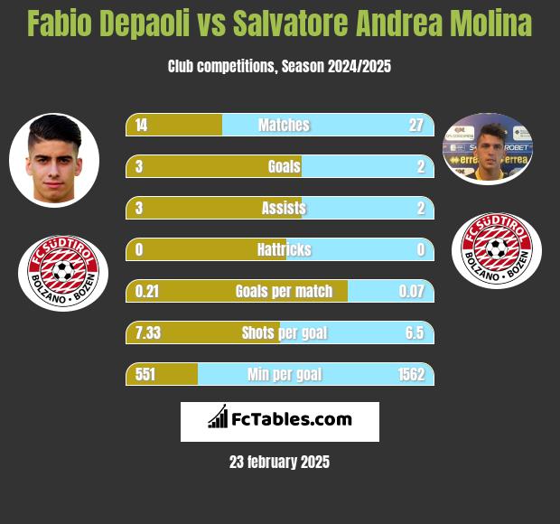 Fabio Depaoli vs Salvatore Andrea Molina h2h player stats