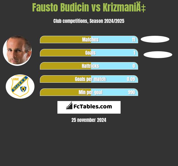 Fausto Budicin vs KrizmaniÄ‡ h2h player stats