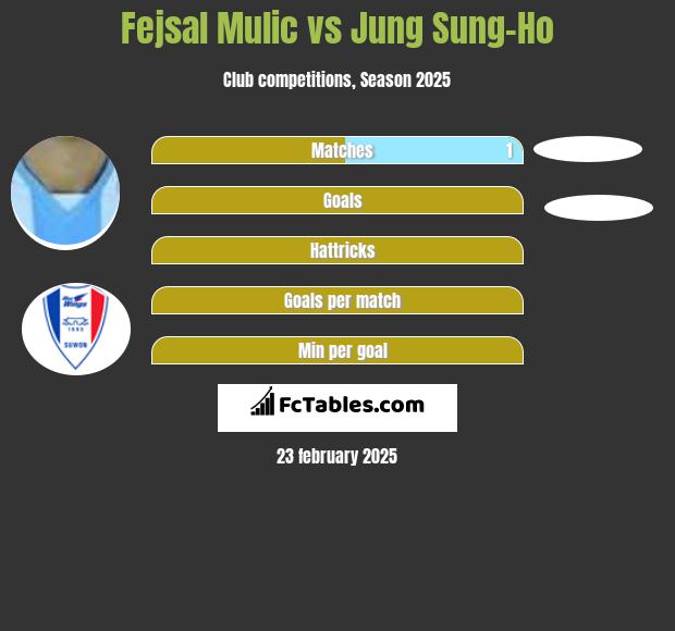 Fejsal Mulic vs Jung Sung-Ho h2h player stats