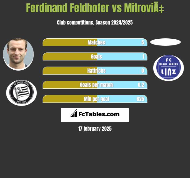 Ferdinand Feldhofer vs MitroviÄ‡ h2h player stats