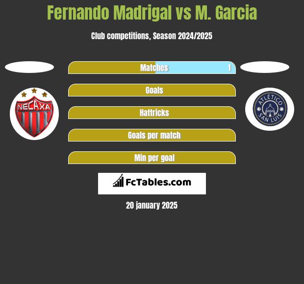 Fernando Madrigal vs M. Garcia h2h player stats