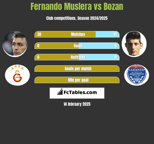 Fernando Muslera vs Bozan h2h player stats