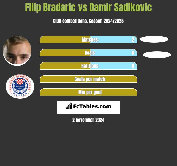 Filip Bradaric vs Damir Sadikovic h2h player stats