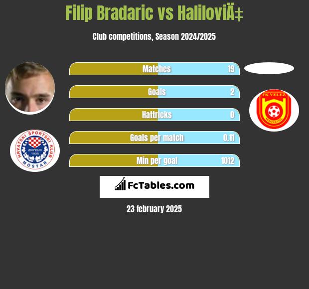 Filip Bradaric vs HaliloviÄ‡ h2h player stats