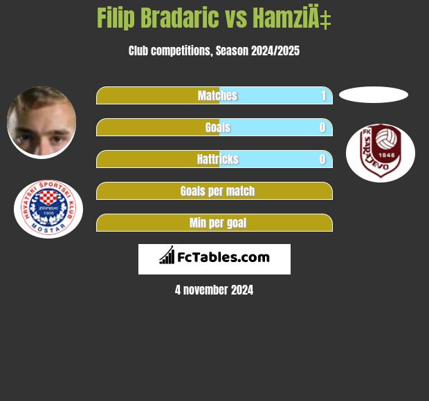 Filip Bradaric vs HamziÄ‡ h2h player stats