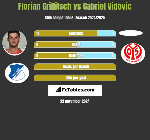 Florian Grillitsch vs Gabriel Vidovic h2h player stats