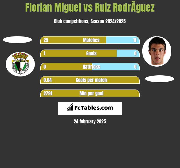 Florian Miguel vs Ruiz RodrÃ­guez h2h player stats