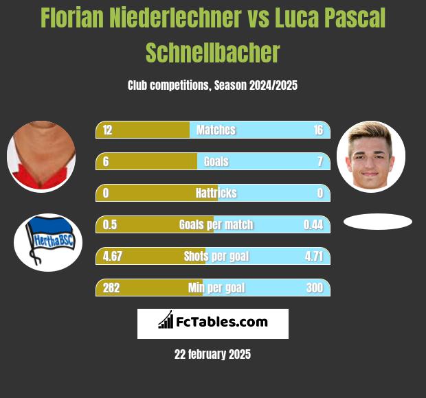 Florian Niederlechner vs Luca Pascal Schnellbacher h2h player stats