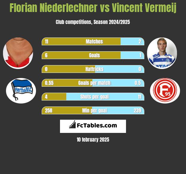 Florian Niederlechner vs Vincent Vermeij h2h player stats