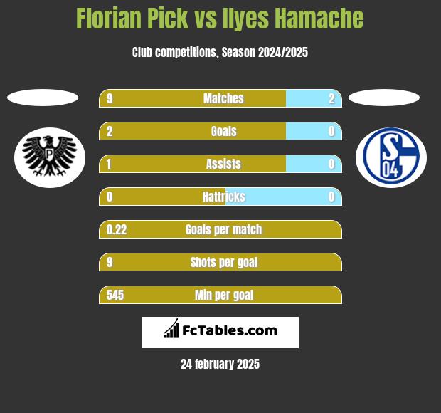 Florian Pick vs Ilyes Hamache h2h player stats