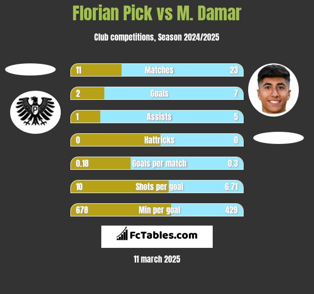 Florian Pick vs M. Damar h2h player stats