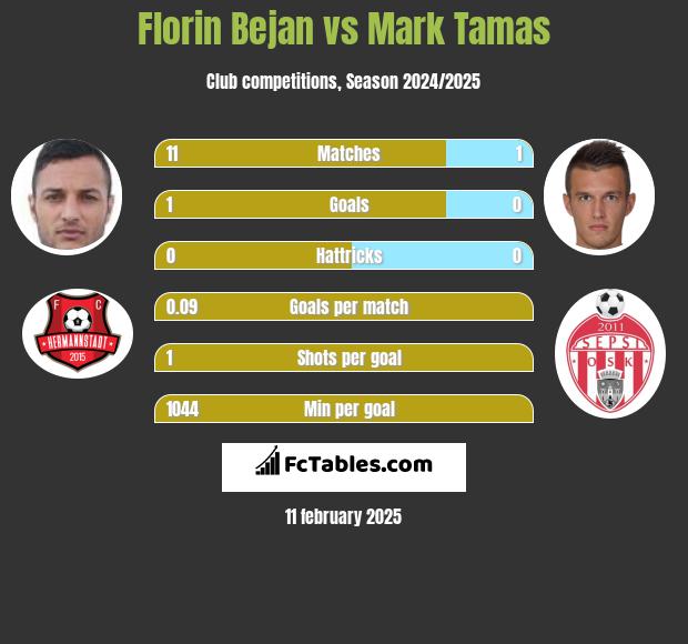 Florin Bejan vs Mark Tamas h2h player stats