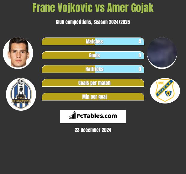 Frane Vojkovic vs Amer Gojak h2h player stats