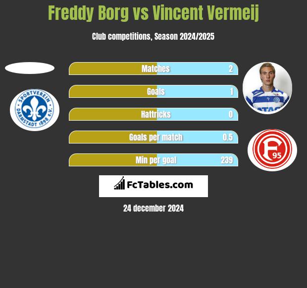 Freddy Borg vs Vincent Vermeij h2h player stats