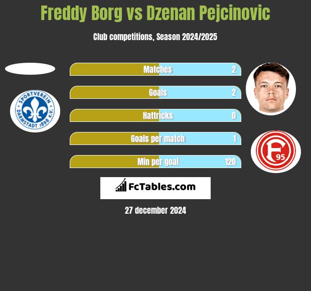 Freddy Borg vs Dzenan Pejcinovic h2h player stats