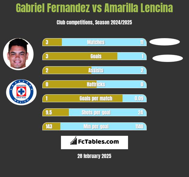 Gabriel Fernandez vs Amarilla Lencina h2h player stats