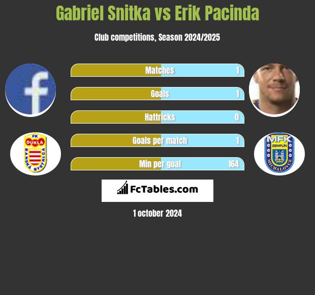 Gabriel Snitka vs Erik Pacinda h2h player stats