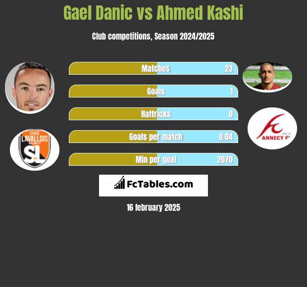 Gael Danic vs Ahmed Kashi h2h player stats