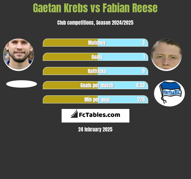 Gaetan Krebs vs Fabian Reese h2h player stats