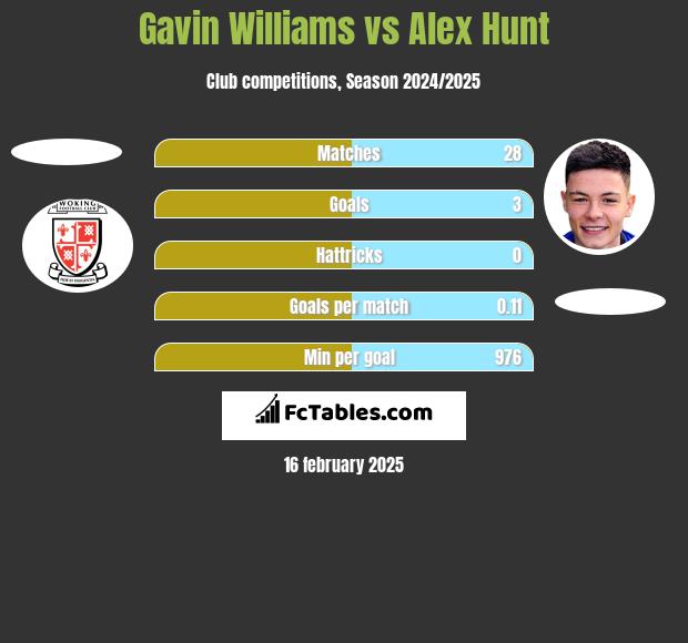 Gavin Williams vs Alex Hunt h2h player stats