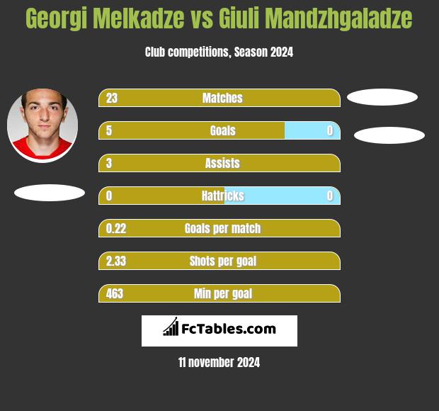 Georgi Melkadze vs Giuli Mandzhgaladze h2h player stats